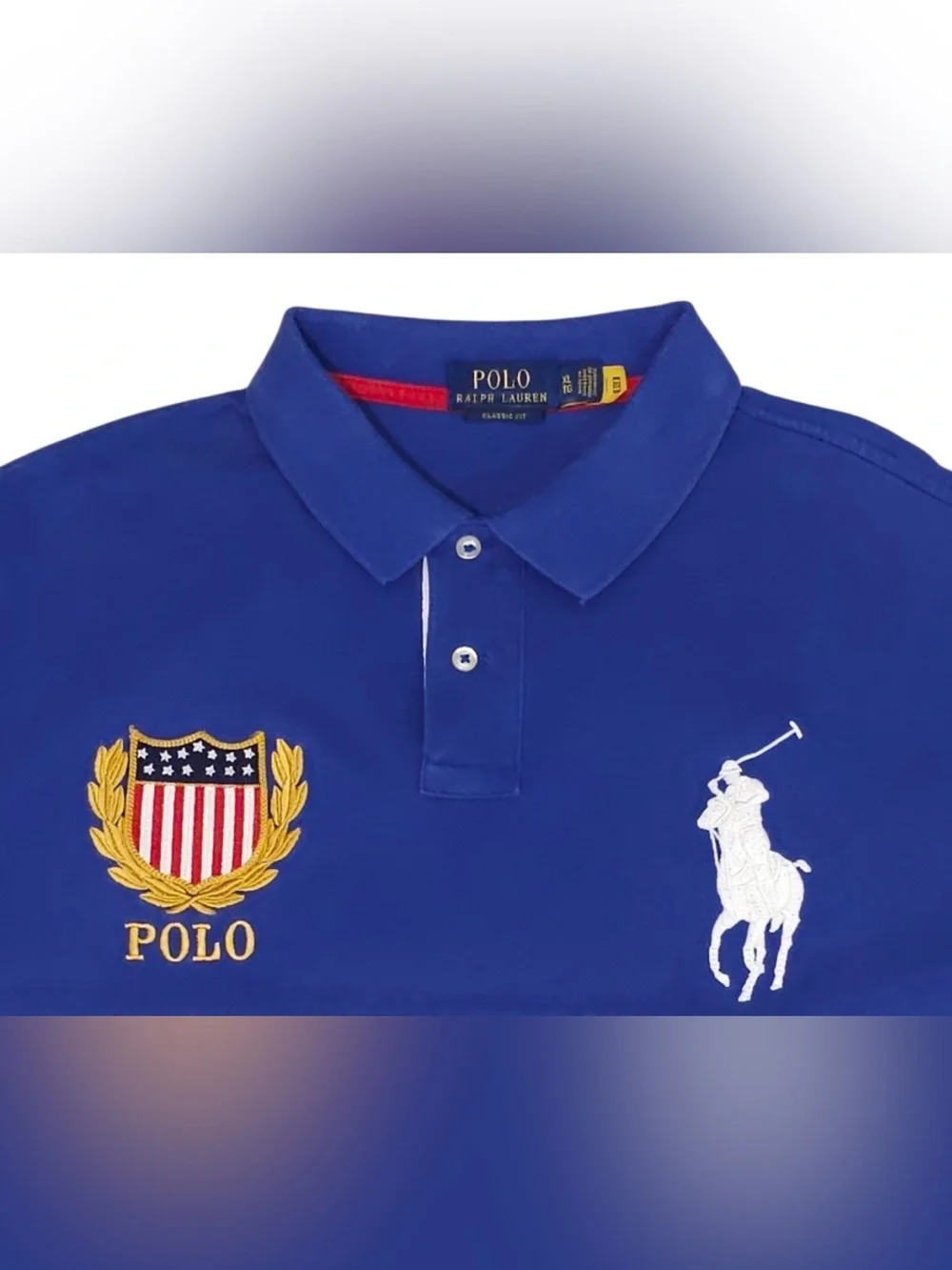 Polo Ralph Lauren Big Pony Flag Crest Polo Shirt—Like New!! Preppy—Striped—XL